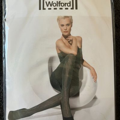 Wonderful Wolford CROSS LINE Pattern Tights MARLIN BLUE Small S