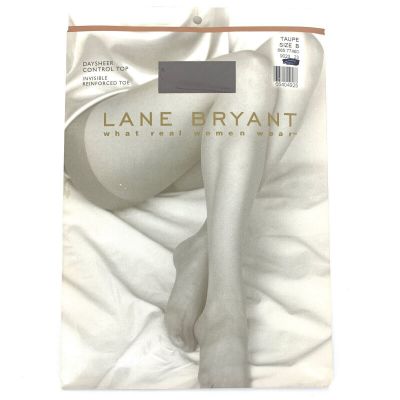 Lane Bryant Daysheer Control Top Taupe Invisible Reinforced Toe Size B Pantyhose