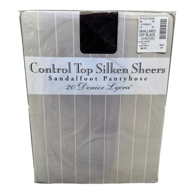 NOS hit or miss control top silken sheers pantyhose 20 Denier SM/MD off black