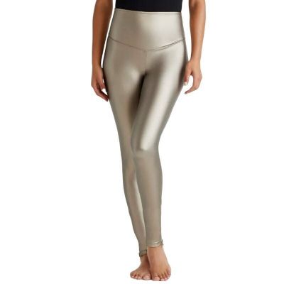 Yummie Women's Faux Leather Shaping Legging with Side Zip Bronze Size Large