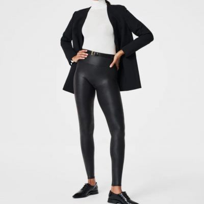 Spanx Faux Leather Leggings Pants Women’s Size XS  0 Black Style# 2437 $98