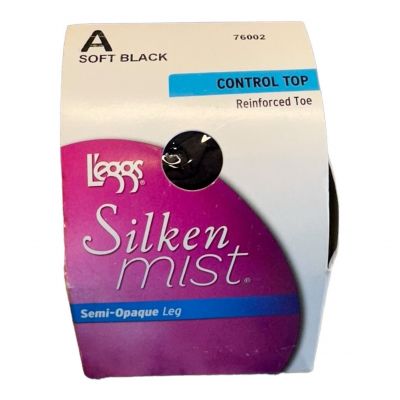 Women L’eggs Silken Mist Control Top Reinforced Toe Size A Soft Black 76002