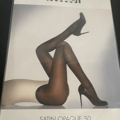 NEW Wolford Womens BLACK Tights Satin Opaque 50 Austria Nylon XS