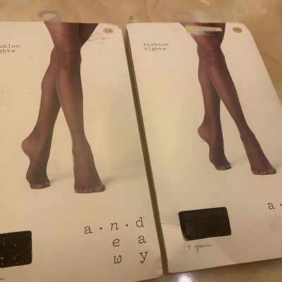 A NEW DAY BEAUTIFUL SEXY FASHION TIGHTS EBONY BLACK LOT 2 -SIZE 1X FREE SHIP