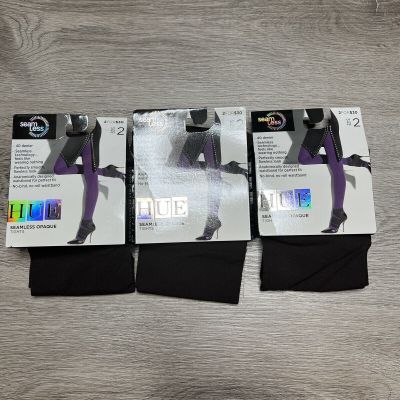 Hue Womens Seamless Opaque Tights Espresso 40 Denier 3 Pairs Size 2