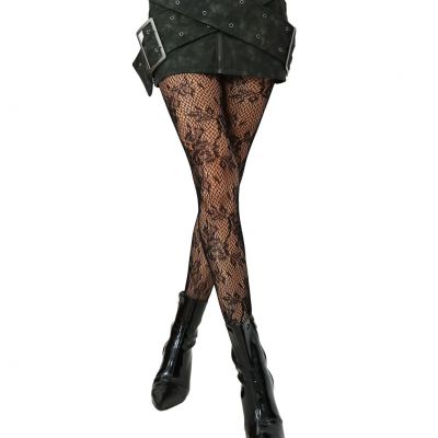 Floral Tights, Sexy High Waist Fishnet Tights - Premium Women's Stretchy Fish...