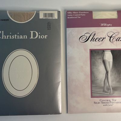 Vintage Christian Dior Pantyhose Size 2 And Worthington Pantyhose Size Average