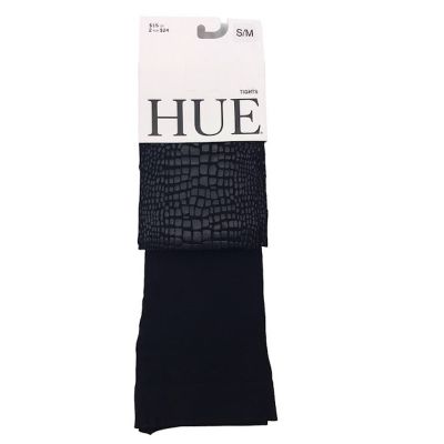 HUE Luster Croc Embossed Tights S/M Stretch Womens Black 40DEN U20864