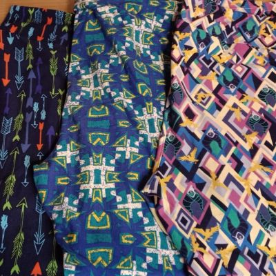 3 LuLaRoe Womens Leggings Size TC2 Multi Color Plus 18+