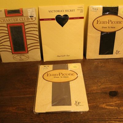 Vintage Pantyhose 4 Pr Designer Small Victoria's Secert Evan-Picone Charter Club