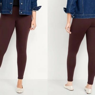 Old Navy Women's High Rise Fleece-Lined Burgundy Leggings Size 3X New