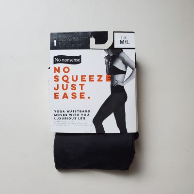 No Nonsense No Squeeze Just Ease Tights Size M/L Yoga Waistband Blackout  1 Pair