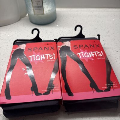 Spanx Reversible Tights All Day Shaping Opaque Size A Black/Charcoal Lot Of 2X !