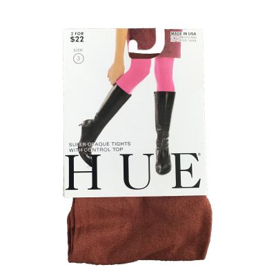 Hue Women Super Opaque Tights Control Top 1 Pair Sz 3 Umber Brown Denier 90