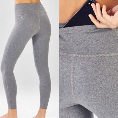 New Fabletics Womens Leggings Gray M High Waist Power Heathered Yoga Run Pockets