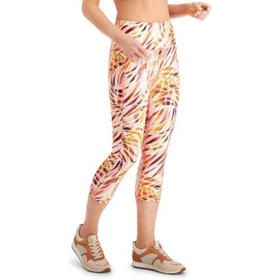 $40 Club Room Ideology Performance Cropped Leggings Swirl Peachberry Size Medium