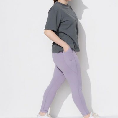 Uniqlo AIRism Small Pink Leggings Athletic Yoga Workout Pockets Mauve Purple