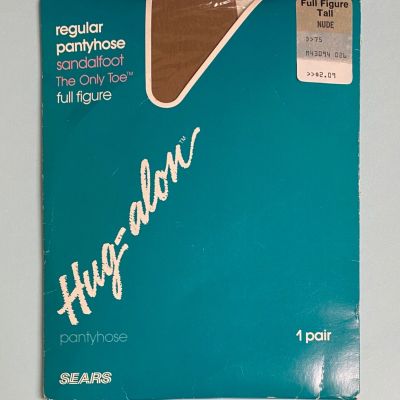 SEARS Hug alon NUDE Pantyhose Full Figure TALL Sandalfoot NOS Vintage USA