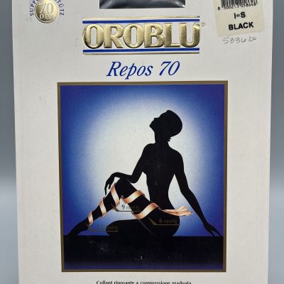 NEW - OROBLU Repos 70 Legs Tights Size 1 SMALL Italy Black Compression Lycra