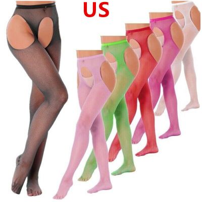 US Women's Hollow Out Tights Footed Thigh High Pantyhose Sheer Hold Up Stockings