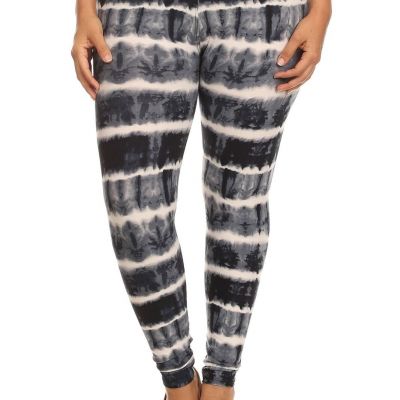 Plus Size Tie Dye Print, Full Length Leggings In A Fitted Style With A Banded Hi