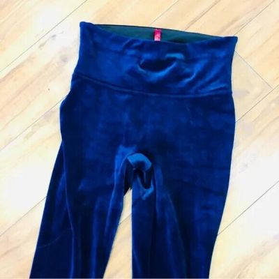 SPANX blue velour velvet style leggings pants yoga fitness small