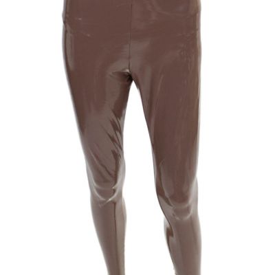 Commando Womens Patent Leather Elastic Slip-On Fashion Leggings Brown Size XS