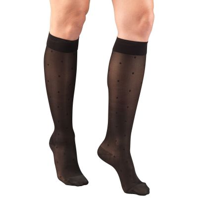 Truform Women's Stockings Knee High Sheer Dot Pattern: 15-20 mmHg M BLACK