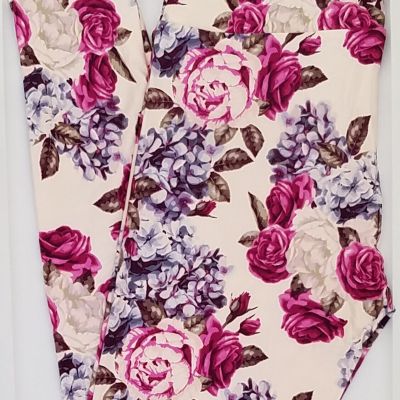 OS LuLaRoe One Size Leggings Beautiful Roses Floral Print NWT W41 New