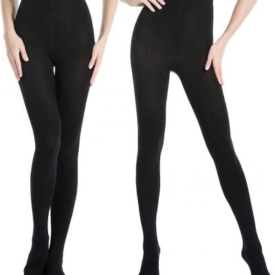 MANZI 2 Pairs Fleece Lined Tights Winter Warm Thermal Tights for Women Opaque Pa