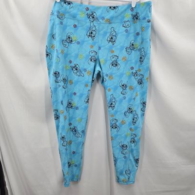 Disney Parks Stitch Print Blue Colorful Stretchy Leggings Womens Plus Size 1X