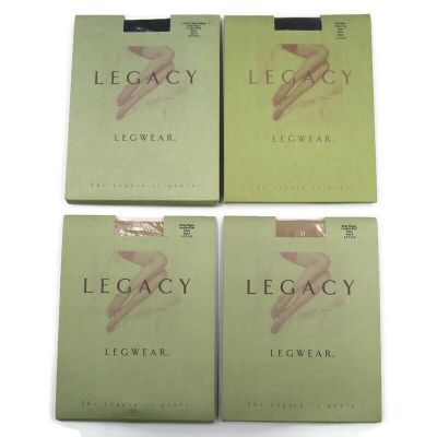 Legacy Legwear Size E Longline Brief Nude Microfiber Control Top Tights Black