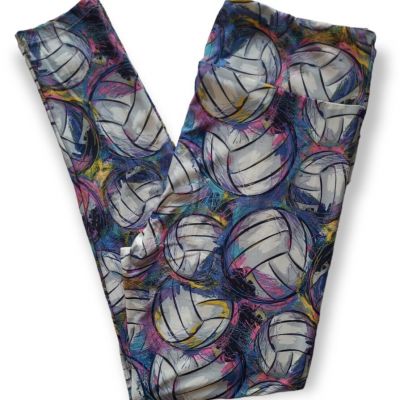 Lularoe Volleyballs TC Leggings Bright Neon Sports VHTF NWOT *READ DESCRIPTION*