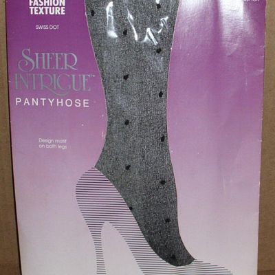 VTG SHEER INTRIGUE PANTYHOSE SWISS DOT DESIGN MOTIF FASHION TEXTURE QUEEN BLACK