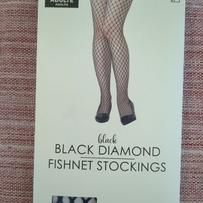 New Black Diamond Black Fishnet Stockings, Adult Size