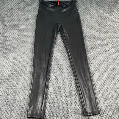 Spanx Womens Medium Petite Faux Leather Leggings Shaping Slimming READ