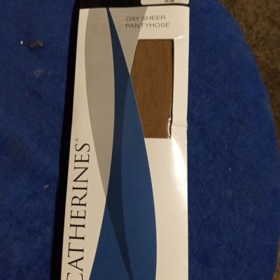 Catherines Pantyhose Day Sheer Hosiery Ribbed Panty Beige Size C