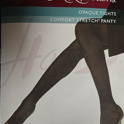 Hanes Womens Silk Reflections Black Matte Opaque Tights with Control Top Size GH