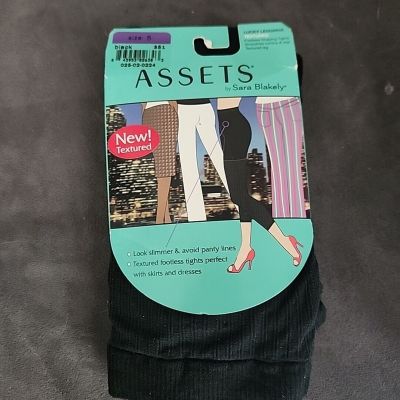 NIP SPANX Assets Sara Blakely Textured Shaping Tights Size 5 Black Footless