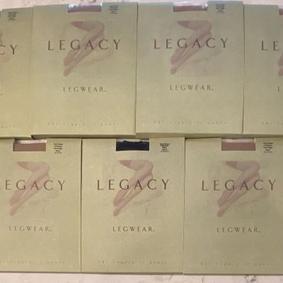 7X LEGACY LEGWEAR SIZE B BODY SHAPER PANTYHOSE A19744 ~ 6 WARM BEIGE & 1 BLACK