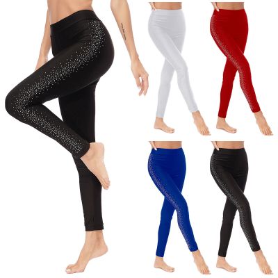 Women Tights Yoga Pants Figure Skating Sweatpants Slim Pantyhose Running Dance