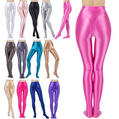 US Women's Pants Skinny Stockings Glitter Tights Footed Pantyhose Dancing Shiny