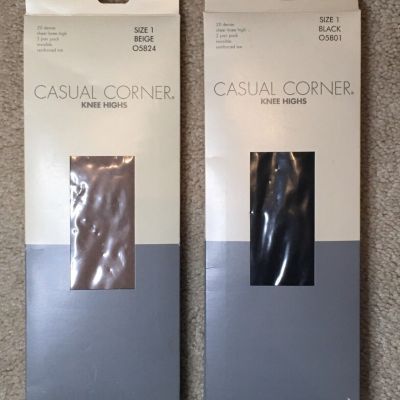 Casual Corner Knee Highs Size 1 nude and black