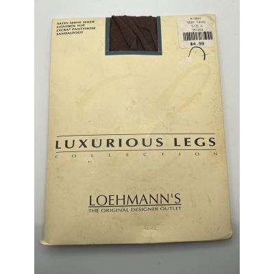 Loehmann’s Luxurious Legs Satin Shine Sheer, Deep Taupe Size A Control Top