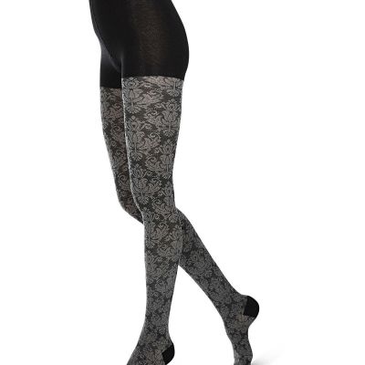 Baroque Patterned Cotton Blend Sweater Tights