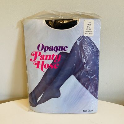 Vintage Opaque Pantyhose, NOS, Navy, Size Tall 5'7-5'9 135-160 lb. 100perc Nylon