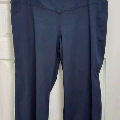 Jockey Capri Cropped Slit Flare Pant Women's Size 3X Navy Blue Comfort