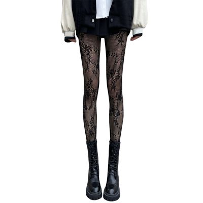 Women Floral Lace Tights Hollow Bottoming Stockings Japanese Style Fishnet