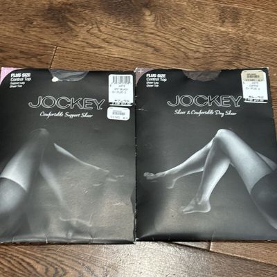 2 Pairs Vintage jockey plus size 2X control top support leg sheer toe stocking