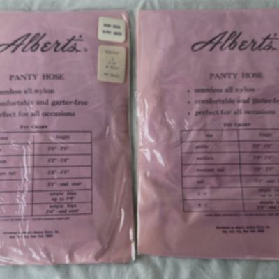 VTG 2 PAIR..ALBERTS..BACK SEAM..ULTRA SHEER..COFFEE..PANTYHOSE..NEW..TALL 5'8